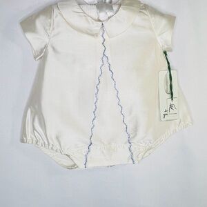 Isabel Garreton White Ivory Silk Romper 3 Months
